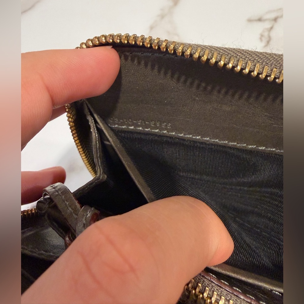 Women's Zip-Around Leather Wallet - Dark Gray - Picture 9 of 13